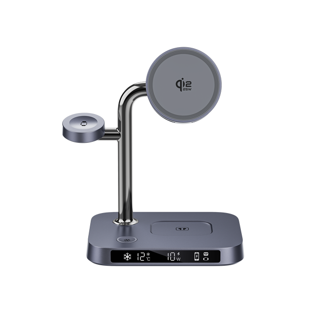 New Qi2 25W 4 in 1 Magnetic Wireless Charging Station,Magnetic Charger Stand with Digital Display for IPhone, Airbuds &iWatch