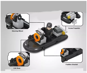 WW2 اكسسوارات بلاستيكية لشخصية الجيش نموذج لعبة DIY زورق عسكري مطاطي مركب الانجراف للجنسين لعب الطوب moc - Product Image 5