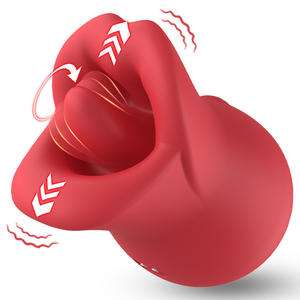 Vibrator silikon 10 mode tahan air, isi ulang USB, mulut besar, pengisap lidah, vibrator klitoris wanita, pengisap puting, masturbasi - Product Image 1