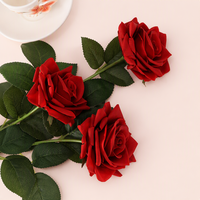 Bunga Mawar Buatan Premium Red Tones Real Touch Hydrated, Dekorasi Pernikahan Elegan