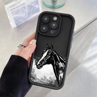 Coques de Téléphone Antichoc de Luxe Motif Chevaux pour iPhone 17 Air 16 15 Plus Pro Max 14 13 12 11 X – Housse de Protection Anti-chute Personnalisée