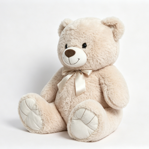 Oso de peluche personalizado color crema, oso de peluche con lazo, oso de peluche neutro, oso de peluche suave sentado - Product Image 5