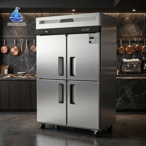 Refrigerador Comercial com Freezer de 4 Portas, Vertical, em Aço Inoxidável, Dupla Temperatura, Armazenamento Industrial de Alimentos Congelados, Grande Capacidade - Product Image 1