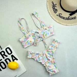 Traje de Baño de Lujo para Niña, Nuevo Diseño, Bikini de Dos Piezas con Estampado Floral, Triangular, con Sujetador Push-Up y Braguita de Baño - Product Image 1