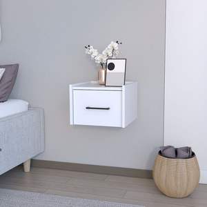 DB Modern White MDF <b>Floating</b> <b>Nightstand</b> Assembled Bedroom Furniture for Home or Hospital for Living Room Bedroom Calion Style - Product Image 1