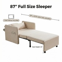 Canapé-lit convertible 3-en-1 en forme de L, réglable sur 5 niveaux, 87'' de long, moderne, durable, écologique, avec rangement pour salon