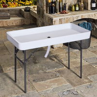 Table de remplissage et de refroidissement pliante en plastique pour garder les aliments frais avec des bords élevés.