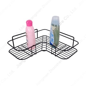 Étagère d'angle murale noire en métal pour gel douche, organiseur de rangement pour toilettes, évier de cuisine, 1 niveau, durable, personnalisable - Product Image 1