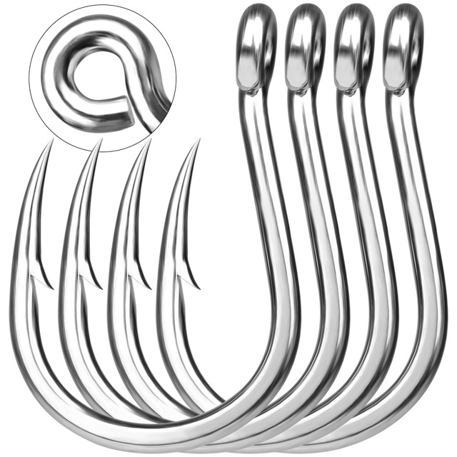Durable High Carbon Steel Seawater Wide Gap Fish Hook 3/0-13/0 10pcs/Bag Jig Hook Single Fishing Hooks for Lure Fishing