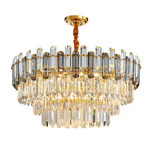 Hotel Room Hanging Pendant <b>Light</b> Modern Grey Clear Gold Luxury K9 Crystal <b>Chandelier</b> - Product Image 6