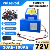 HYL Lithium LiFePO4 72V 40-100Ah Paket Baterai BMS untuk Skuter/Motor Listrik 8000-Cycle 135-140kg -40C +90C Pengisi Daya 3000W
