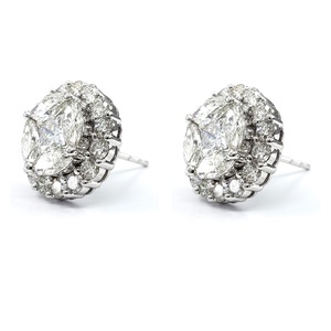 Hong Kong vente en gros sur mesure livraison directe 18K or blanc naturel VS SI marquise forme diamant grappe boucle d'oreille goujons pour les filles - Product Image 1