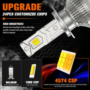 Faros LED <span class=keywords><strong>CAROLYN</strong></span> de 75W, H1 H4 H7 H11 9005 9006, Aluminio, 12V, Impermeables, Control por Aplicación, Cambio de Color, Bombilla LED para Auto Nueva - Product Image 4