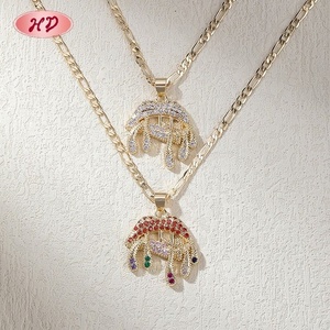 สร้อยคอจี้รูปปากหยดน้ำประดับเพชรซิคอนสีรุ้ง ชุบทอง 18K จากโรงงานขายส่ง สำหรับผู้หญิง ของขวัญงานปาร์ตี้สุดอินเทรนด์ - Product Image 2