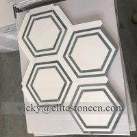 Fournisseurs de Foshan en Chine, décoration intérieure, mosaïque murale en marbre hexagonal vert et blanc de haute qualité, très vendue, pour projets haut de gamme