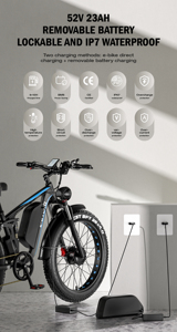 Vélo électrique tout-terrain EU Stock MTB 52V 23Ah E-BYCCO EB7 Pro avec pneus tout-terrain de 26 pouces, 7 vitesses, frein à disque, <span class=keywords><strong>moteur</strong></span> 2000W - Product Image 3
