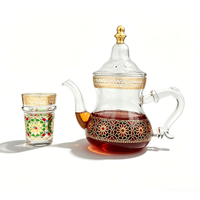 Ensemble de café et de thé en verre borosilicate de style marocain, 5 pièces, avec pot de 800 ml et 4 tasses, portable, pour la maison, cadeau