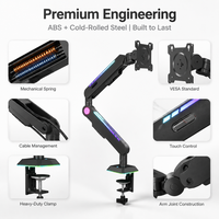 Support de moniteur unique noir esthétique RGB avec 33 modes réglables et éclairage à mémoire pour espace de travail gaming e-sport