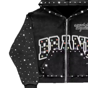 Fabricante MW, Hoodie Masculino Personalizado em Algodão com Zíper, Estilo Retro com Apliques e Bordados em Strass - Product Image 2