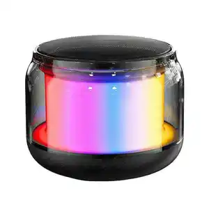 Speaker nirkabel Led 20W, Speaker dengan lampu berubah warna portabel 6 warna tema IPX5 tahan air suara Stereo RGB Led