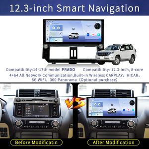 หน้าจอสัมผัสไร้สายขนาด 12.3 นิ้ว รองรับ CarPlay และ Android Auto สำหรับรถยนต์โตโยต้า ปราโด ปี 2014 2015 2016 2017 พร้อมระบบนำทาง GPS วิทยุสเตอริโอ และบลูทูธ - Product Image 6