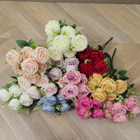 Rose Artificielle à 7 Têtes, Fleur Décorative pour Mariage, Noël, Remise de Diplôme, Halloween, Nouvel An et Pâques