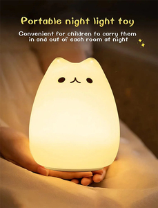 Cute Silicone LED Night Light for Kids Children Cartoon Animal Bedroom Decor Touch Night <b>Lamp</b> for Gifts - Product Image 3