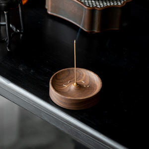 Porta incienso de madera de nogal simple y creativo, portainciertos, portainciertos para ceremonia del té Zen, quemador de incienso para interiores, incienso - Product Image 4