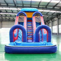 Toboggan gonflable géant Piscine gonflable à double couloir avec toboggan pour enfants et adultes Toboggan gonflable d'extérieur