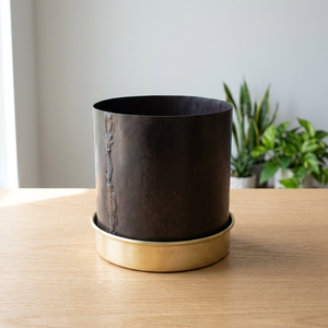 Pot de fleurs classique en fer chromé noir rouillé pour usage au sol, fait main, minimaliste, écologique, pour la maison et le jardin - Product Image 3