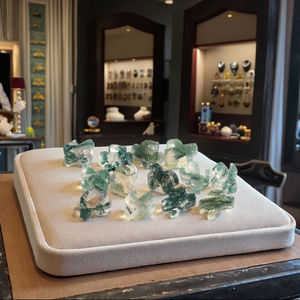 Natürliche Edelsteine Moos-Agat individuell geschnittene Größe Form Großhandel hochwertige Sonderform doppelseitiger flachschneidbarer Edelstein Moos-Agat - Product Image 1