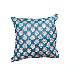 Housse de coussin bohème en coton imprimé à la main, motif floral de luxe, antistatique et lavable, avec passepoil, prix de gros disponible - Product Image 1