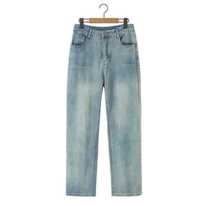 Jeans Rectos Runqi Azul Retro Talla Grande para Mujer, Algodón Medio, Detalle de Cierre N8753 - Product Image 5