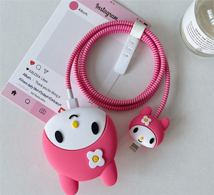 Anh Cắm Silicone Khâu Cho Apple Sạc Trường Hợp Đối Với <span class=keywords><strong>iPhone</strong></span> Sạc Cáp Kuromi Bảo Vệ Bìa 18W 20W Gấu Đầu Đồ Chơi Chúng Tôi Hộp Mới - Product Image 5