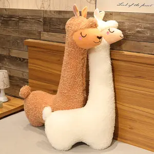 TS คุณภาพสูง 75 ซม.น่ารักสดใสเย็บปักถักร้อยกอด Alpaca ยัดไส้สัตว์ยาว Llama หมอนตุ๊กตา