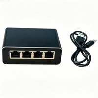Splitter Ethernet Gigabit 1000Mbps 1 ke 4 Hub Aktif RJ45 Online Simultan dengan Port Daya USB-C Splitter Jaringan Aluminium
