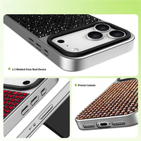 Coque de luxe électroplaquée en PC avec plaque arrière entièrement ornée de strass étincelants pour iPhone 17 Pro – Housse tendance résistante aux chocs