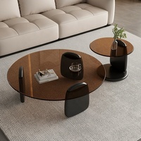 Ensemble de tables basses modernes en bois, combinaison de meubles de salon, table basse en verre