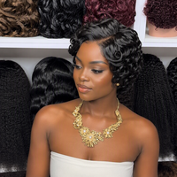 Perruque en dentelle sans colle 5x5 Swiss HD en cheveux humains courts, bouclés et ondulés Chioma, Remy, pour femmes, avec nœuds décolorés, expédition sous 3 jours