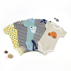 Vêtements pour bébé en coton à manches courtes, nouveau pour l'été, en gros, 0-24 mois, garçons et filles, unisexe, imprimé, body à motifs de dessins animés - Product Image 2