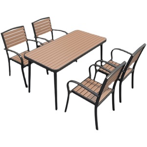 Outdoor Cafe <strong>Balcony</strong> <strong>Table</strong> and Chair Set Plastic Wood <strong>Table</strong> and Chair Combination Outdoor Villa Wooden <strong>Table</strong> Milk Tea Coffee - Product Image 5
