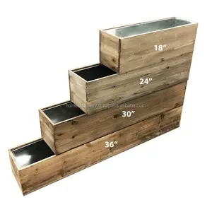 Custom Size Rectangular Wooden Planter with Zinc Liner