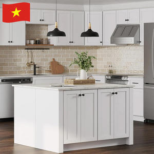 Juego de Muebles de Cocina RTA de Madera Maciza de Alta Calidad con Correderas para Cajones y Bisagras, Estilo Americano Moderno, Personalizado para Apartamento - Product Image 1