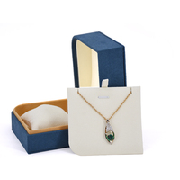 Bague personnalisée boucle d'oreille collier boîte de rangement pour bijoux en lin boîte à bijoux élégante bleue en super fibre avec bord irrégulier