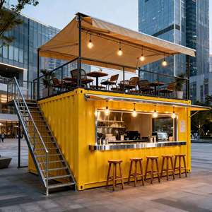 Café Moderne en Conteneur à Double Étage avec <span class=keywords><strong>Terrasse</strong></span> sur le Toit, Bar Extérieur Rose Pop-up 10ft 20ft pour Hôtel - Product Image 3