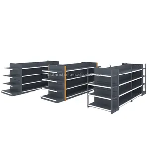 Double-Sided Rolling Gondola Shelving with Wheels movable candy display rack