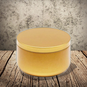 New Arrival Dàn Container Sáp Đậu Nành Kim Loại Vòng Có Thể <span class=keywords><strong>6</strong></span> Oz 8 Oz Nến Vàng Tin - Product Image 1