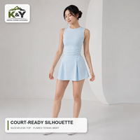 Ensemble de tennis décontracté pour femmes, débardeur sans manches et jupe plissée en nylon et élasthanne, vêtements de sport pour la vente en gros
