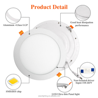 Plafonnier LED 3W 6W 9W 6000K 5000K, corps en aluminium, encastré, rond ou carré, éclairage vers le bas