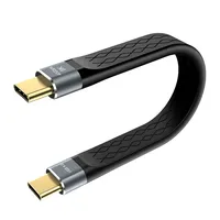 Kabel USB4.0 PD 240W Pengisian Daya Tipe-C ke Tipe-C Pendek dan Tipis dengan Chip E-Marker Terintegrasi, Transmisi Video 8K 40Gbps, Transfer Data